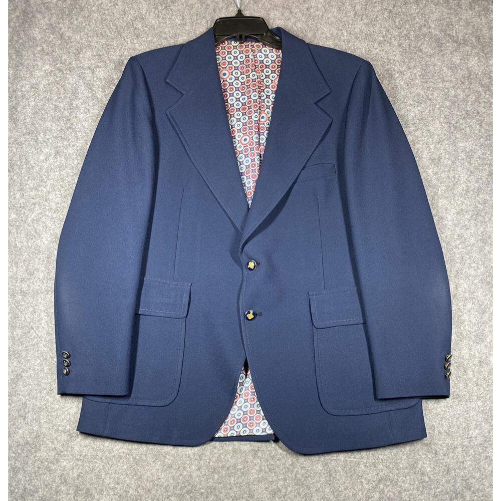 Vintage Knack Leisurewear Blazer Mens Large 2-Button Mod Lining Sport Coat 70s